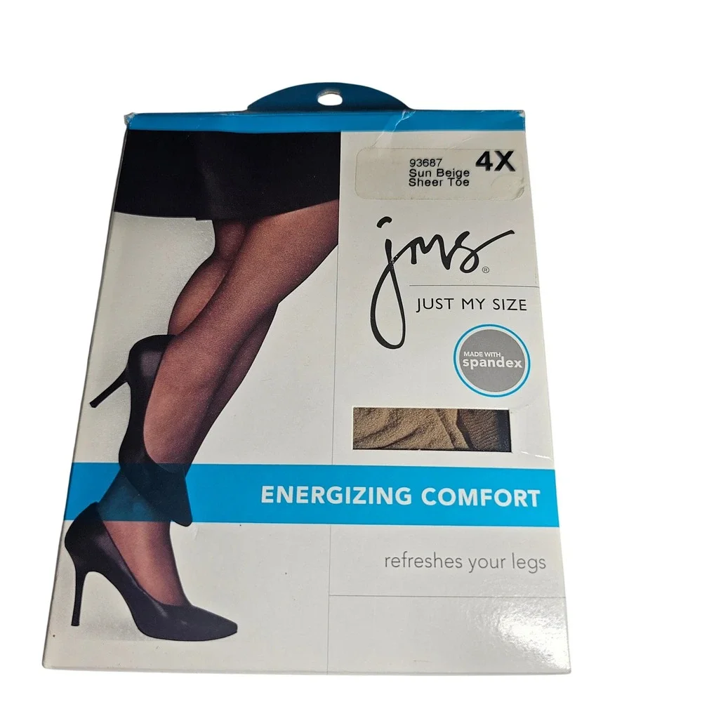 VTG Just My Size by Leggs Pantyhose Lot 4 Pairs SZ 4X Sheer Hosiery Multi Colors